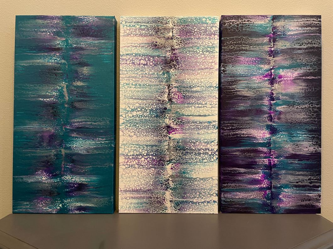 “Phases” - Orignal Art on Canvas - Three 12” x 24” Canvases