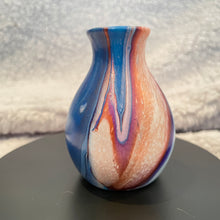 Load image into Gallery viewer, Bud Vase - 3” Tall - Blue, Purple, Metallic Copper and White (02)
