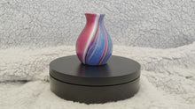 Load and play video in Gallery viewer, Bud Vase - 3” Tall - Magenta, Blue, Purple, Metallic Copper and White (01)
