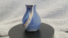 Load and play video in Gallery viewer, Bud Vase - 3” Tall - Blue, White and Metallic Copper (01)

