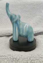 Load and play video in Gallery viewer, Ceramic Elephant - Teal, White and Metallic Gold - 7 1/2” Tall
