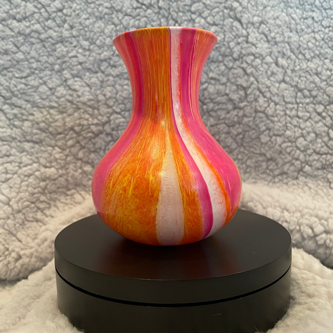 Bud Vase - 4 1/2” Tall - Magenta/Pink, Orange, Yellow and White (01)
