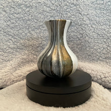 Load image into Gallery viewer, Bud Vase - 4 1/2” Tall - Black, White and Metallic Gold
