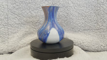 Load and play video in Gallery viewer, Bud Vase - 4 1/2” Tall - Blue, White and Metallic Copper
