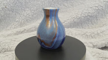 Load and play video in Gallery viewer, Bud Vase - 3” Tall - Blue, White and Metallic Copper (02)
