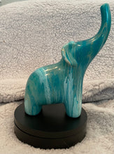 Load image into Gallery viewer, Ceramic Elephant - Teal, White and Metallic Gold - 7 1/2” Tall
