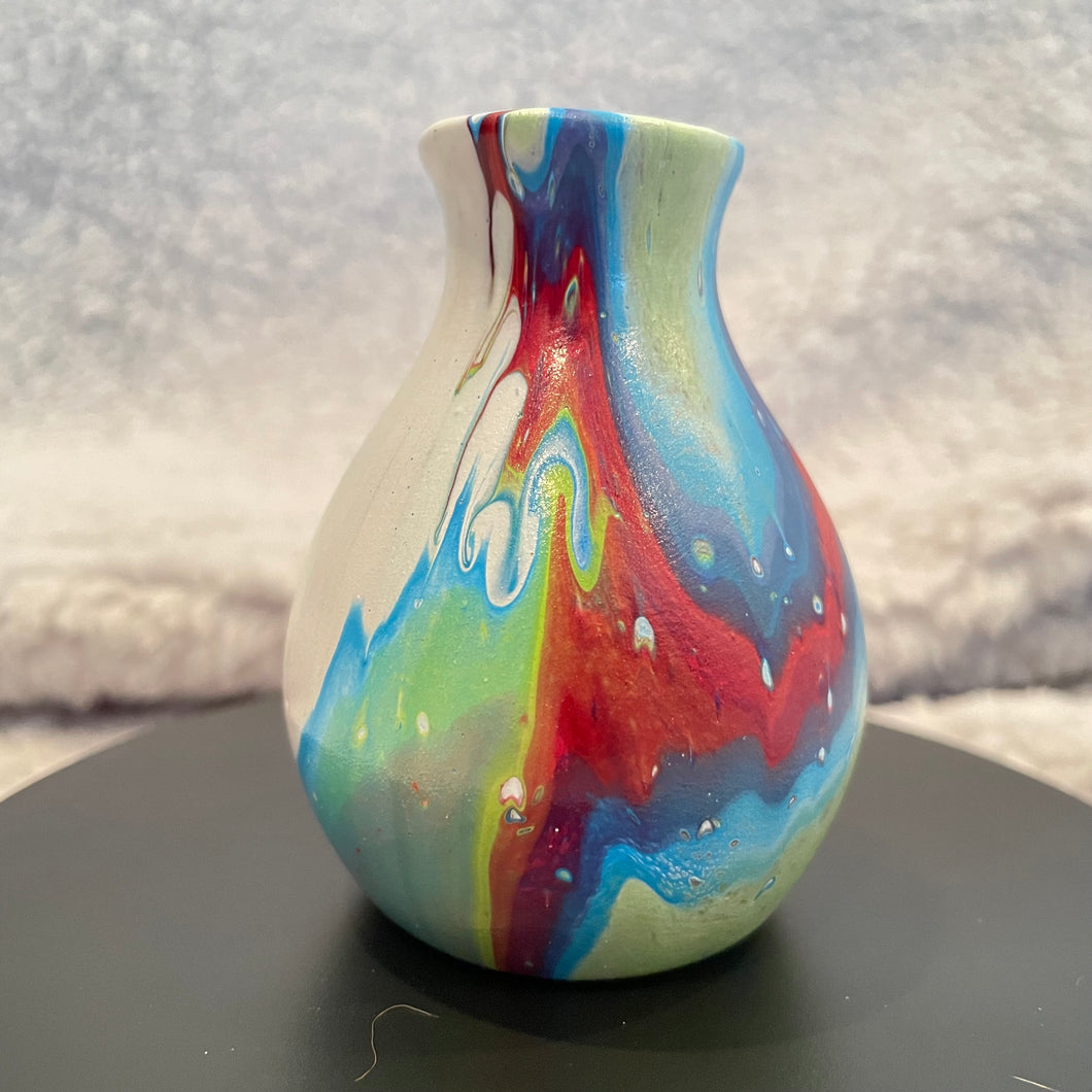 Bud Vase - 3” Tall - Magenta, Blue, Green Yellow, and White (01)