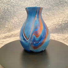 Load image into Gallery viewer, Bud Vase - 3” Tall - Blue, White and Metallic Copper (02)
